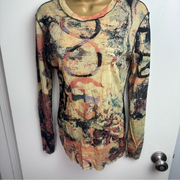 Cosabella Multicolored Artsy 90’s/Y2K Inspired Retro  Mesh Long Sleeve Top L/Xl? - Picture 2 of 14